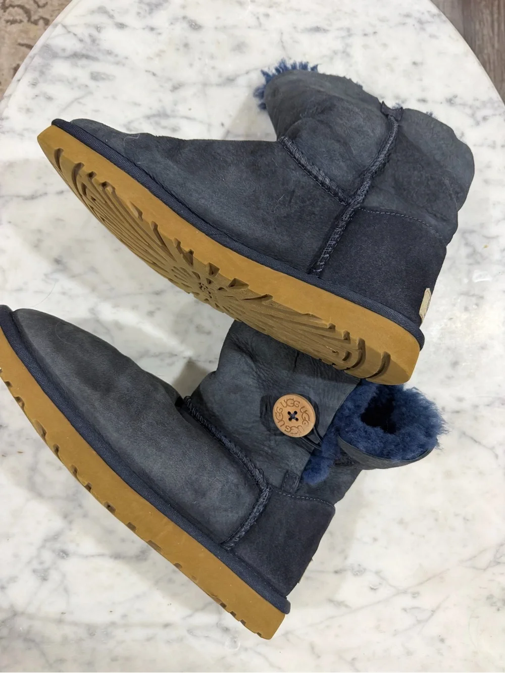 UGG Kids Black Boots with Tan Pull Tabs
